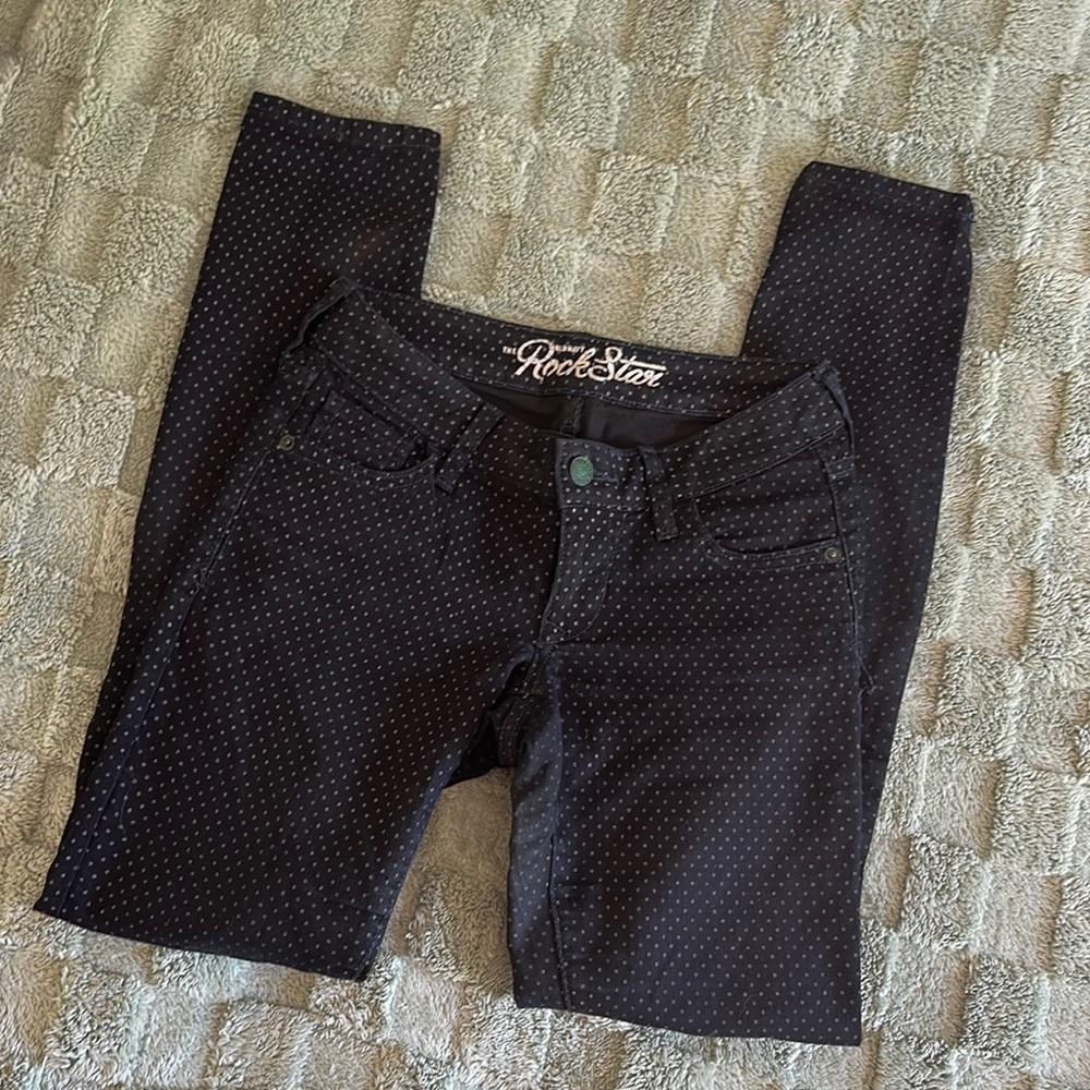 Old Navy White‎ and Blue Polka Dot Skinny Jeans